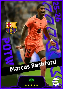 Marcus Rashford eFootball 2026 player card, 93 OVR LWF