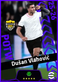 Dušan Vlahović eFootball 2026 player card, 94 OVR CF