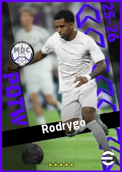 Rodrygo eFootball 2026 player card, 95 OVR LMF