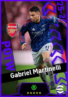 Gabriel Martinelli eFootball 2026 player card, 95 OVR LWF