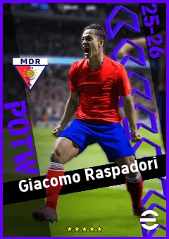 Giacomo Raspadori eFootball 2026 player card, 94 OVR LMF