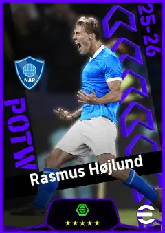 Rasmus Højlund eFootball 2026 player card, 94 OVR CF