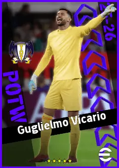 Guglielmo Vicario eFootball 2026 player card, 94 OVR GK