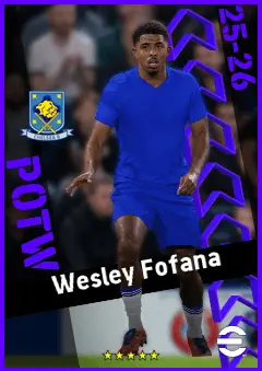 Wesley Fofana eFootball 2026 player card, 93 OVR CB