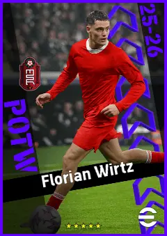 Florian Wirtz eFootball 2026 player card, 96 OVR RMF