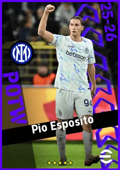 Pio Esposito eFootball 2026 player card, 92 OVR CF