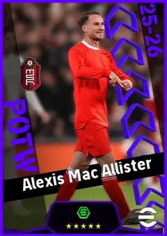Alexis Mac Allister eFootball 2026 player card, 95 OVR CMF