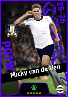 Micky van de Ven eFootball 2026 player card, 95 OVR CB