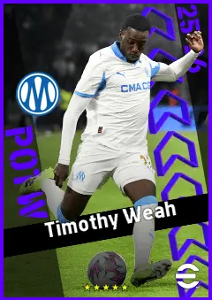Timothy Weah eFootball 2026 player card, 93 OVR RB