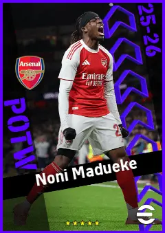 Noni Madueke eFootball 2026 player card, 95 OVR RWF