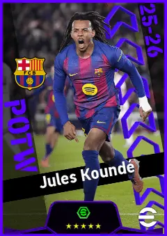 Jules Koundé eFootball 2026 player card, 95 OVR RB