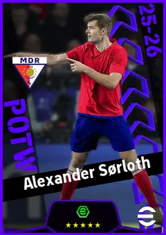 Alexander Sørloth eFootball 2026 player card, 94 OVR CF