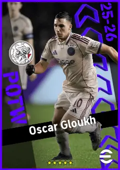 Oscar Gloukh eFootball 2026 player card, 93 OVR RWF