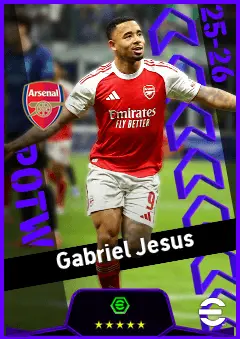 Gabriel Jesus eFootball 2026 player card, 93 OVR CF