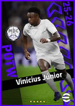 Vinícius Júnior eFootball 2026 player card, 97 OVR LWF