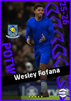 Wesley Fofana eFootball 2026 player card, 93 OVR CB