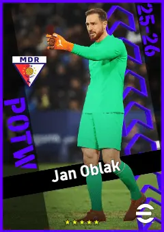 Jan Oblak eFootball 2026 player card, 95 OVR GK
