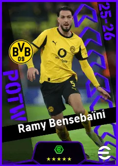 Ramy Bensebaïni eFootball 2026 player card, 93 OVR CB