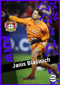 Janis Blaswich eFootball 2026 player card, 92 OVR GK