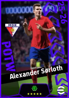Alexander Sørloth eFootball 2026 player card, 93 OVR CF