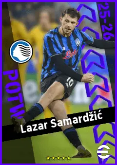 Lazar Samardžić eFootball 2026 player card, 93 OVR AMF