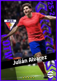 Julián Alvarez eFootball 2026 player card, 95 OVR CF