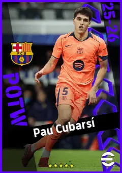 Pau Cubarsí eFootball 2026 player card, 95 OVR CB