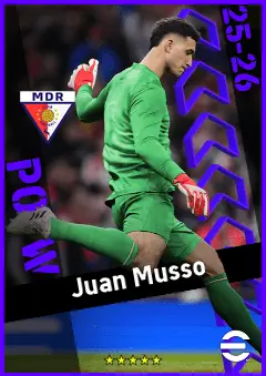 Juan Musso eFootball 2026 player card, 93 OVR GK