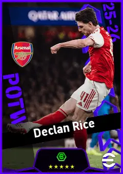 Declan Rice eFootball 2026 player card, 96 OVR CMF