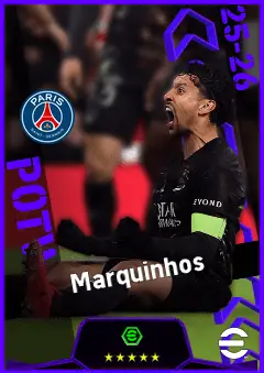 Marquinhos eFootball 2026 player card, 95 OVR CB