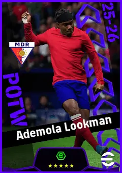 Ademola Lookman eFootball 2026 player card, 94 OVR LMF