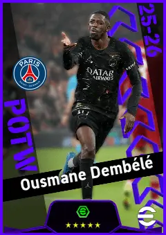 Ousmane Dembélé eFootball 2026 player card, 96 OVR CF