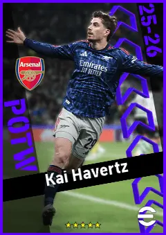 Kai Havertz eFootball 2026 player card, 95 OVR AMF