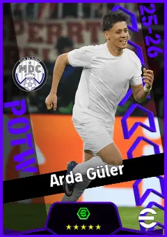 Arda Güler eFootball 2026 player card, 96 OVR LMF