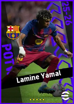 Lamine Yamal eFootball 2026 player card, 97 OVR RMF
