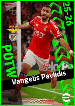 Vangelis Pavlidis eFootball 2026 player card, 93 OVR CF
