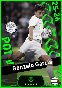 Gonzalo García eFootball 2026 player card, 92 OVR CF