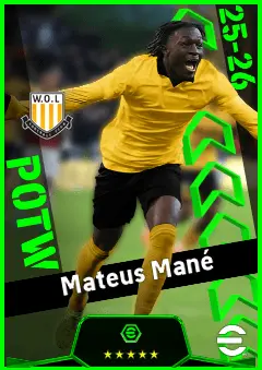 Mateus Mané eFootball 2026 player card, 90 OVR CMF