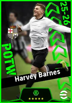 Harvey Barnes eFootball 2026 player card, 93 OVR LMF