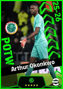 Arthur Okonkwo eFootball 2026 player card, 91 OVR GK