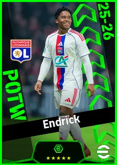 Endrick eFootball 2026 player card, 93 OVR RWF