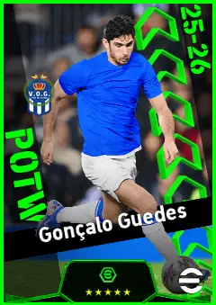 Gonçalo Guedes eFootball 2026 player card, 93 OVR LMF