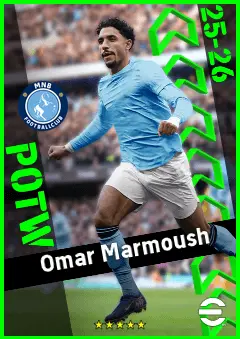 Omar Marmoush eFootball 2026 player card, 95 OVR CF