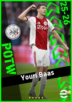 Youri Baas eFootball 2026 player card, 92 OVR CB