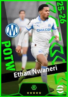 Ethan Nwaneri eFootball 2026 player card, 93 OVR AMF