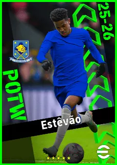 Estêvão eFootball 2026 player card, 95 OVR RMF