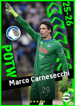 Marco Carnesecchi eFootball 2026 player card, 94 OVR GK