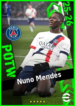Nuno Mendes eFootball 2026 player card, 95 OVR LB