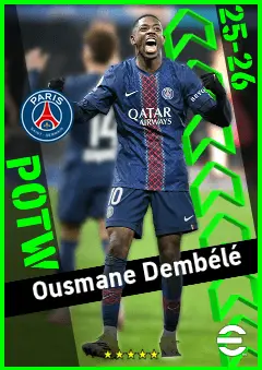 Ousmane Dembélé eFootball 2026 player card, 96 OVR CF