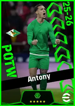 Antony eFootball 2026 player card, 93 OVR RWF